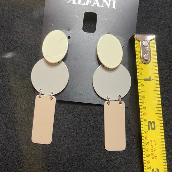 Alfani Cream Gray Tan Statement Earrings NWT - Picture 2 of 3